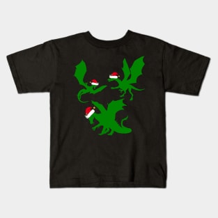 Cool Christmas Dragon Santas Kids T-Shirt